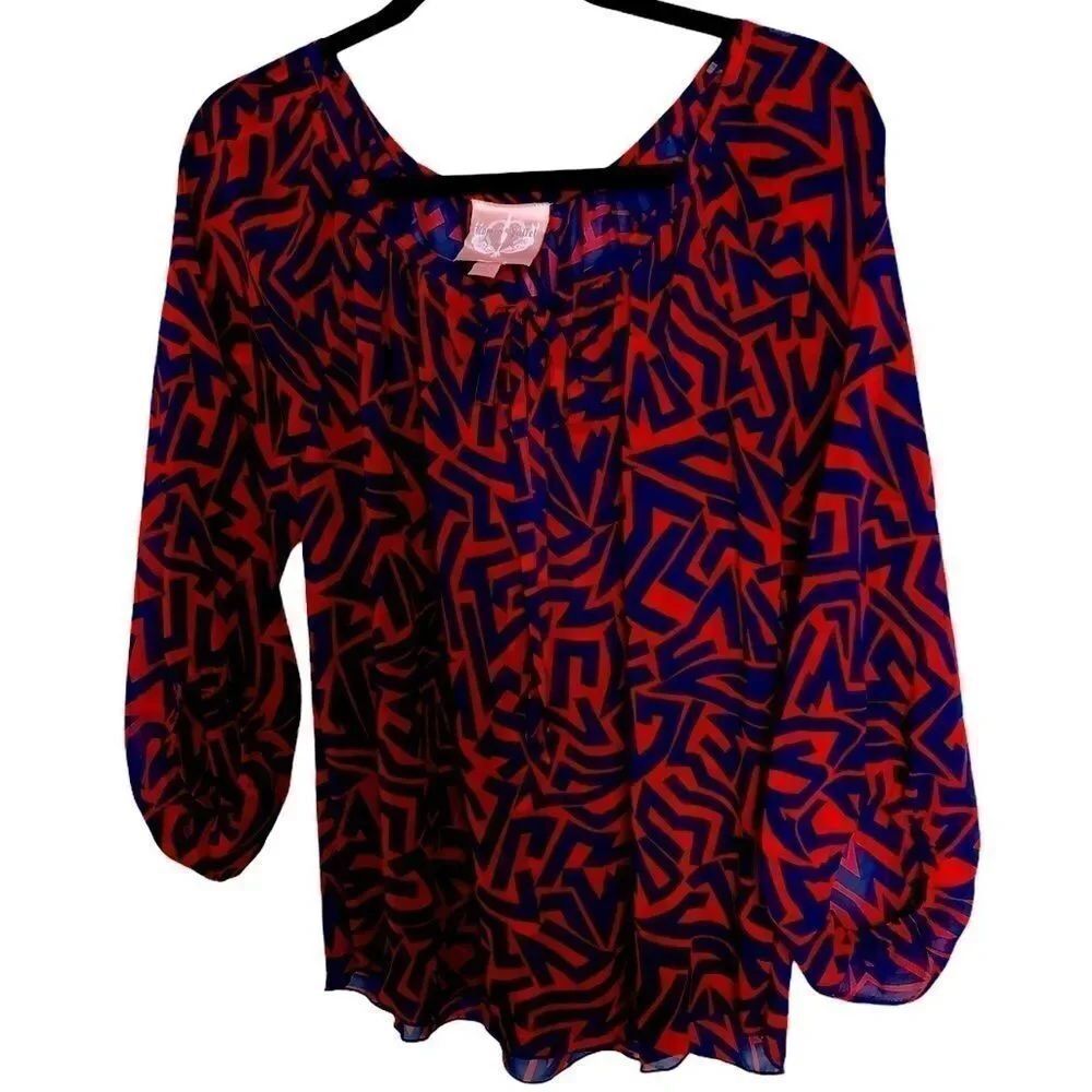 Romeo & Juliet Couture Blue and Red Blouse